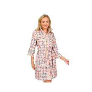 Easel Tweed Plaid Belted Blazer Dress Women Size S Pink‎ Multi Color